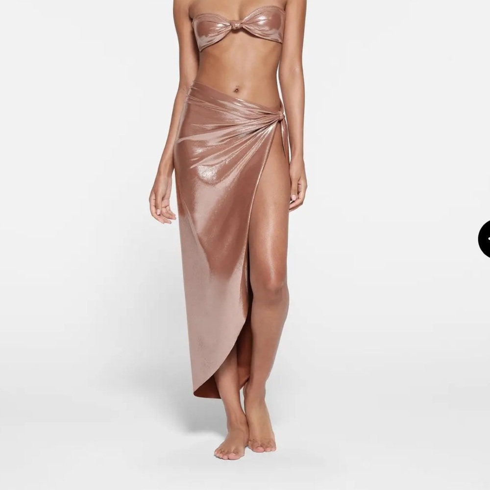 SKIMS NWT Liquid Shine Swim Sarong Skirt - Cinnamon
